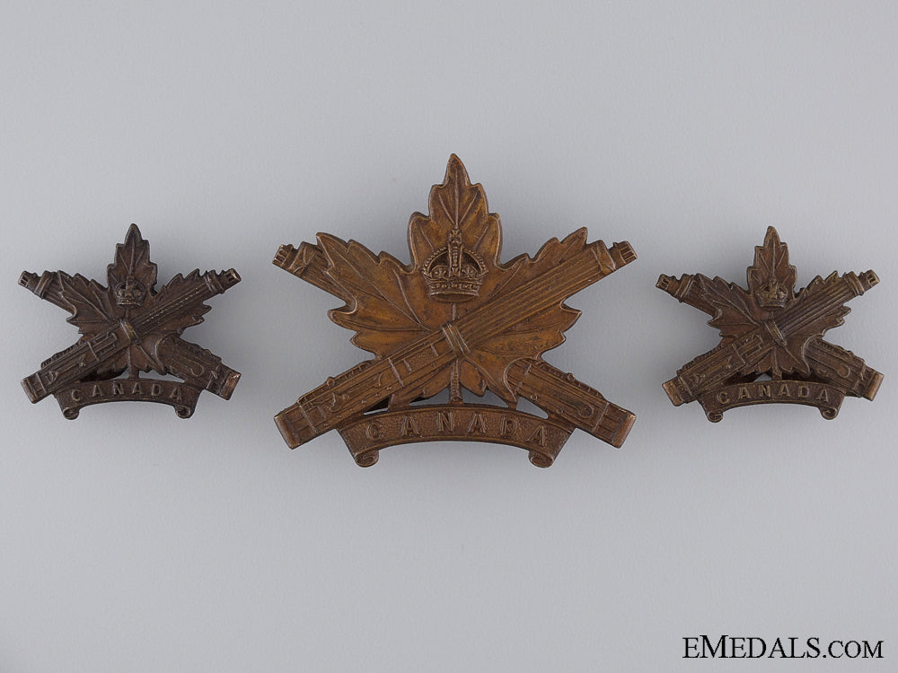 wwi_machine_gun_corps_insignia_set;_canadian_issue;4_th_version_wwi_machine_gun__53e39f2553ffe