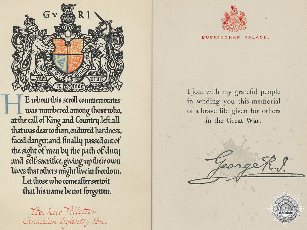 wwi_memorial_scroll_and_sympathy_letter_to_the22_nd_infantry_battalion__wwi_memorial_sc_54a8310a15fd0
