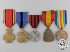 Five First War Belgian Medals, Awards, & Decorations