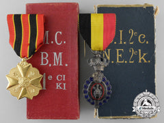 Two Belgian Medals & Decorations With Cases Of Issue