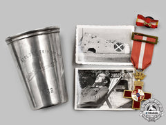 Germany, Luftwaffe. A Condor Legion Cased Commemorative Silver Cup, With Awards And Photos