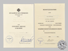 Germany, Kriegsmarine. A Pair Of Award Documents To Josef Krause