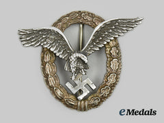 Germany, Luftwaffe. A Rare Pilot’s Badge, Thin Wreath Aluminum Eagle Version, By F.w. Assmann & Söhne