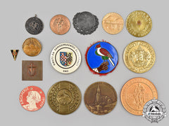 International. A Mixed Lot Of Commemorative Badges And Table Medals
