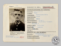 Germany, Ss. A Hiag Tracing Service File For Ss-Oberscharführer Franz Wappler