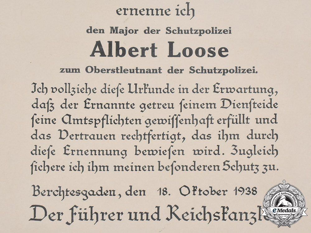 germany,_schutzpolizei._a1938_certificate_to_schutzpolizei_oberstleutnant_albert_loose,_signed_by_himmler_13008