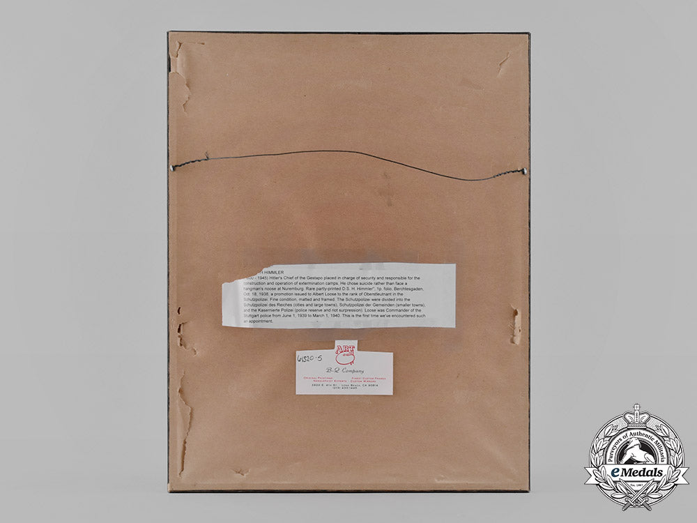 germany,_schutzpolizei._a1938_certificate_to_schutzpolizei_oberstleutnant_albert_loose,_signed_by_himmler_13009