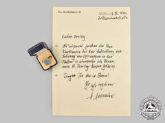 Germany, Ss. A Gold Presentation Ring To Ss-Brigadeführer Fritz Freitag, With Letter, From Reichsführer-Ss Heinrich Himmler