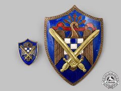 Spain, Fascist State. A Falange Army Group Badge, Fullsize And Miniature