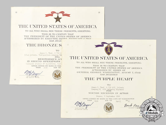 united_states._a_bronze_star_medal&_purple_heart_award_documents,_to_private(_later_sergeant)_james_e._hood,11_th_infantry_regiment_28_m21_mnc3518
