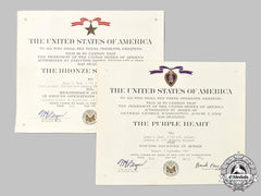 United States. A Bronze Star Medal & Purple Heart Award Documents, To Private (Later Sergeant) James E. Hood, 11Th Infantry Regiment