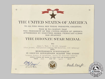 united_states._a_bronze_star_medal&_purple_heart_award_documents,_to_private(_later_sergeant)_james_e._hood,11_th_infantry_regiment_30_m21_mnc3515