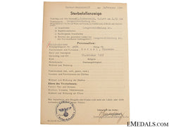 Buchenwald Kamp Death Notice Of Italian Pow’s