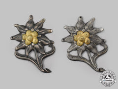 Germany, Heer. A Pair Of Gebirgsjäger Edelweiss Cap Insignia