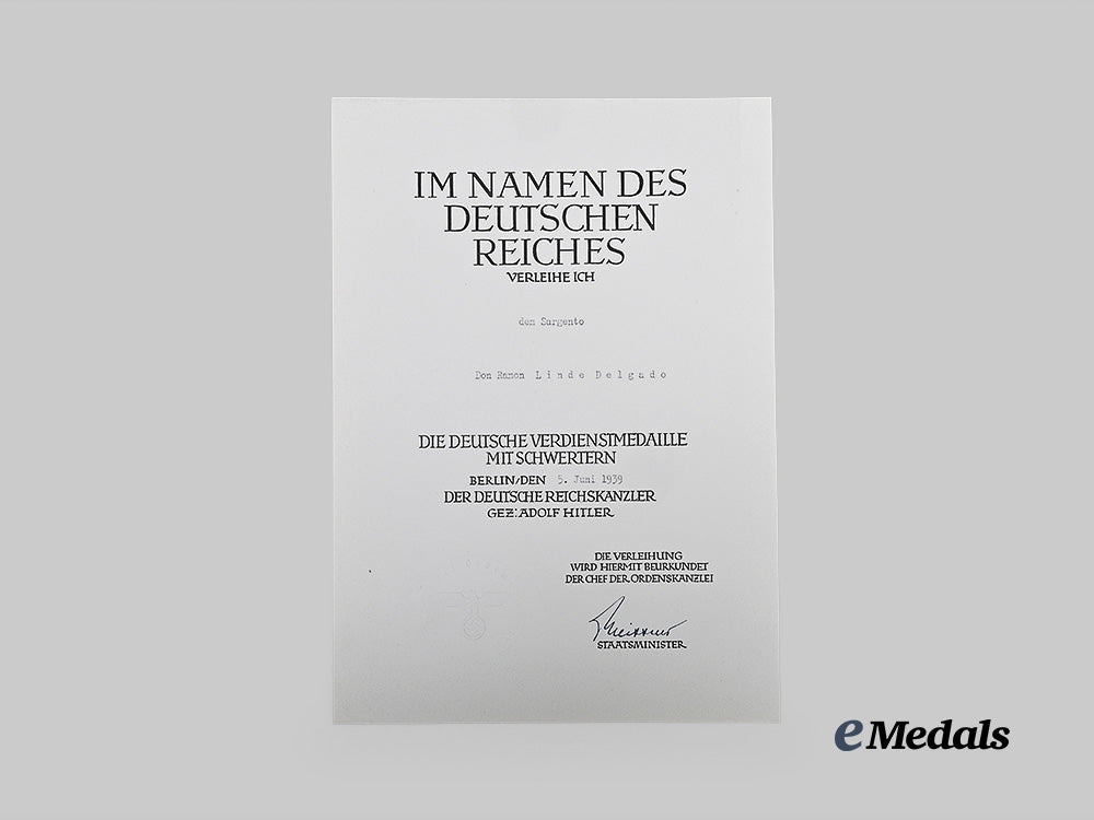 germany,_third_reich._an_award_document_for_a_german_eagle_order,_merit_medal_with_swords,_to_sargento_ramon_linde_delgado_e_medals__g62735_4