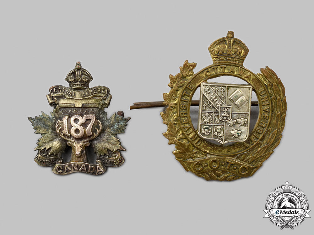 canada,_cef._a187_th_infantry_battalion_collar_badge&_university_of_ottawa_cotc_cap_badge_41_m21_mnc5615_1