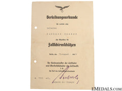 Luftwaffe Paratrooper Badge Document & Pow Card