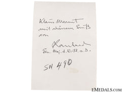 A Waffen Ss Gen. Maj. Kc Winner Signed Photograph