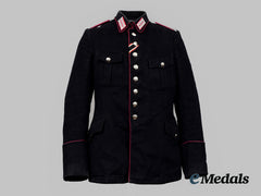 Germany, Fire Protection Police. A Feuerschutzpolizei Feuerwehrmann of Ober-Wöllstadt Service Tunic