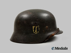 Germany, SS. A Rare Waffen-SS M40 Steel Helmet, Single Decal and Owner-Attributed Example, by Eisenhüttenwerke Thale