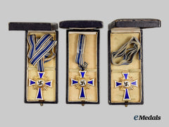 Germany, Third Reich. A Lot of Three Cased Gold Grade Honour Crosses of the German Mother; Different Makers