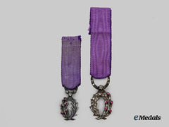 France, Republic. A Lot of Two Miniature Orders of the Academic Palms with Brilliance, c. 1900
