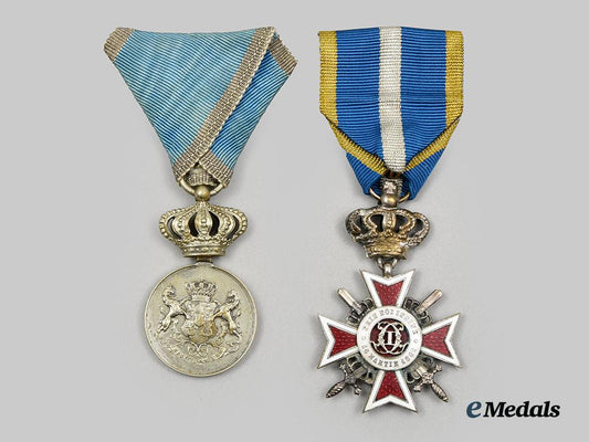 romania,_kingdom._an_order_of_the_crown_of_romania_v._class_with_swords_and_a_loyal_service_medal_i_i._class__a_i1_3056