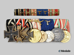 Germany, Wehrmacht. A Medal Bar for First World War and Luftwaffe Long Service, with Ribbon Bar, by Kummer