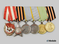Russia, Soviet Union. A Second War Medal Bar Group of Six Medals, Awards, and Decorations