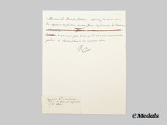 France, I Empire. A Letter from Napoleon with Orders for his Minister of War, 1810