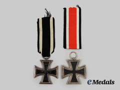 Germany, Imperial; Germany, Wehrmacht. A Pair of Iron Crosses II Class