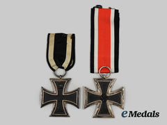 Germany, Imperial; Germany, Wehrmacht. A Pair of Iron Crosses II Class