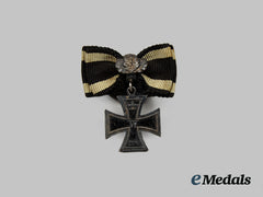 Germany, Imperial. An 1870 Iron Cross II Class, Miniature Boutonniere with 25th Jubilee Clasp, by J. Godet & Sohn