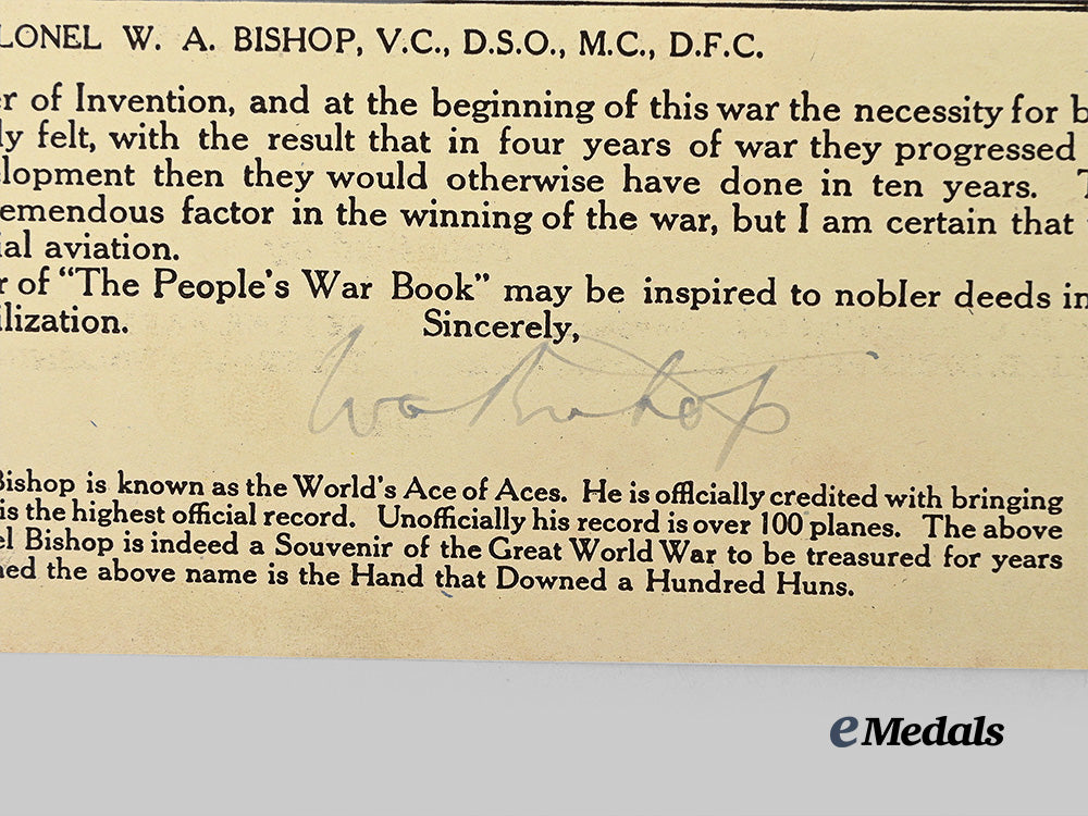 canada,_c_e_f._a_signed_souvenir_article&_photograph_of_lieutenant-_colonel_william_a._bishop,_v._c._e_medals__c7694_3