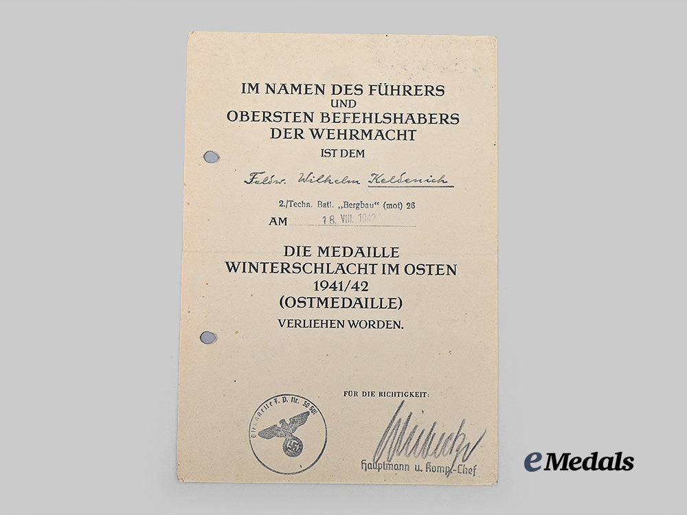 germany,_heer._a_medal_bar_and_award_documents_to_feldwebel_wilhelm_keldenich,_technische_bataillon26(mot)_bergbau_e_medals__g62712_3
