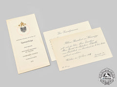 Germany, Imperial. A Mixed Lot of Wartime Event Invitations and Programs to General der Infanterie Felix Barth