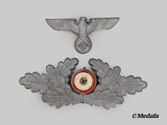 Germany, NSDAP. A Matching Set of Political Leader Visor Cap Insignia, Final Pattern, by Gebrüder Gloerfeld Metallwarenfabrik