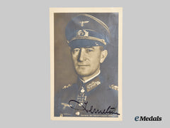Germany, Wehrmacht. A Signed Postcard of General der Panzertruppe Joachim Lemelsen