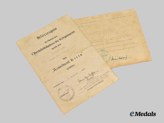 germany,_kriegsmarine._a_kreta_cuff_title_award_document_to_leutnant_zur_see_jürgen,_naval_intelligence___m_n_c0031
