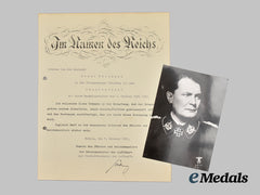 Germany, Luftwaffe. A Rangdienstalter Notice to Obertleutnant Ernst Püttmann, with Hermann Göring Signature