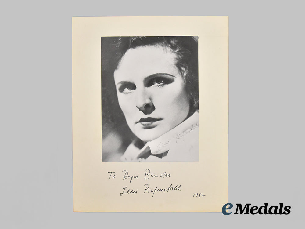 germany,_third_reich._a_post-_war_signed_portrait_of_legendary_director_leni_riefenstahl,_dedicated_to_roger_j._bender___m_n_c0047