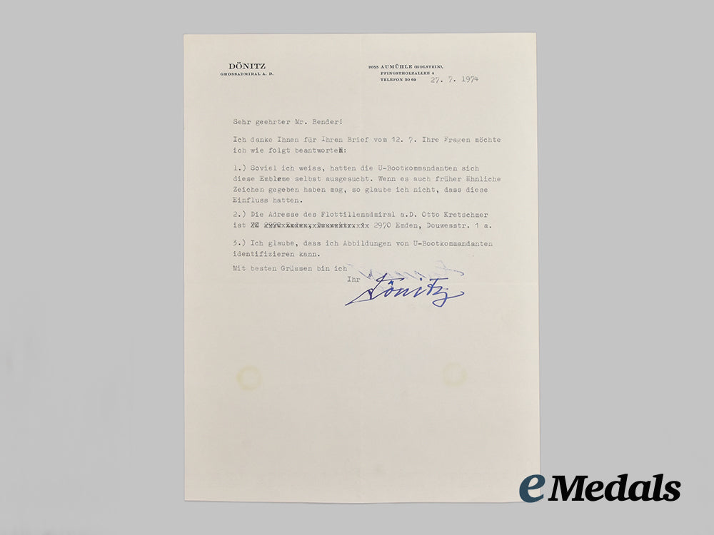 germany,_kriegsmarine._a_post-_war_signed_photo_of_großadmiral_karl_dönitz,_with_letter_to_roger_j._bender___m_n_c0083