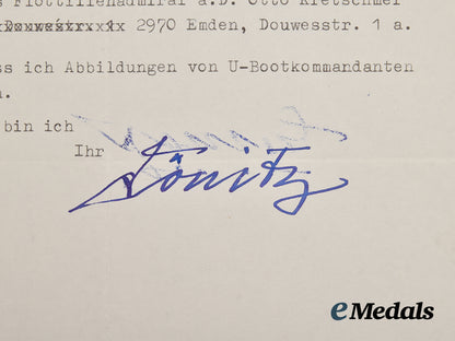 germany,_kriegsmarine._a_post-_war_signed_photo_of_großadmiral_karl_dönitz,_with_letter_to_roger_j._bender___m_n_c0084