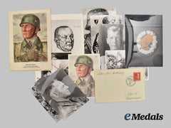 Germany, Luftwaffe. A Post-War Signed Sketch of Generaloberst Kurt Student, with Mixed Reproduction Images