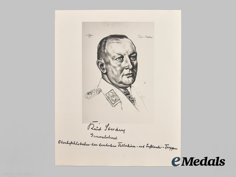 germany,_luftwaffe._a_post-_war_signed_sketch_of_generaloberst_kurt_student,_with_mixed_reproduction_images___m_n_c0120