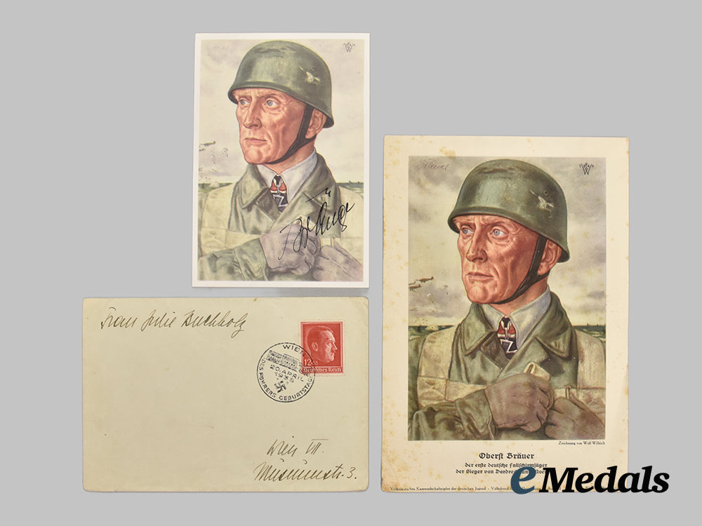 germany,_luftwaffe._a_post-_war_signed_sketch_of_generaloberst_kurt_student,_with_mixed_reproduction_images___m_n_c0124
