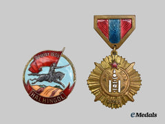 Mongolia, Republic. A Lot of Two Mongolian Commemorative Badges (Halhingol/Japan)