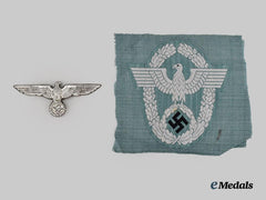 Germany, Ordnugnspolizei. A Mint Schutzpolizei Sleeve Eagle for Enlisted Ranks, BeVo Variant