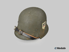 Germany, DRK. A Red Cross Personnel Stahlhelm, Unit-Attributed, Repurposed M34 Example