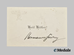 Germany, Luftwaffe. A Reichsmarschall Hermann Göring Calling Card, with Facsimile Signature